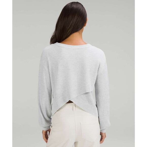 LuluLemon Reversible Crossover Sweater Heathered Core Ultra Light Gray 8 - Picture 3 of 16